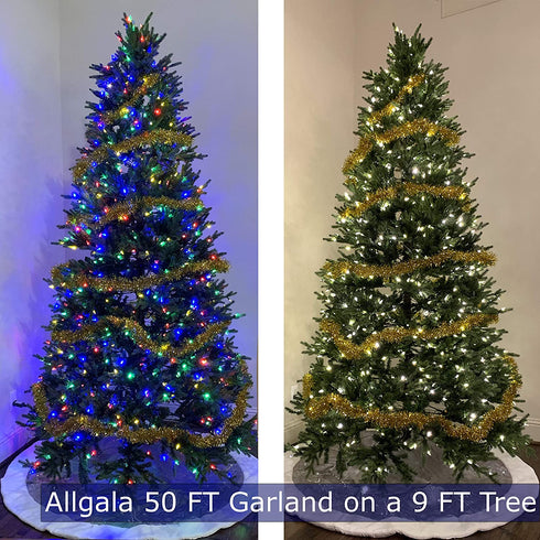 Allgala 50 Feet Christmas Foil Tinsel Garland Decoration for Holiday Tree Walll Rail Home Office Event-Gold-XG93203